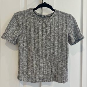 S Zara Women’s Short-Sleeve Sweater Knit Top, Gray